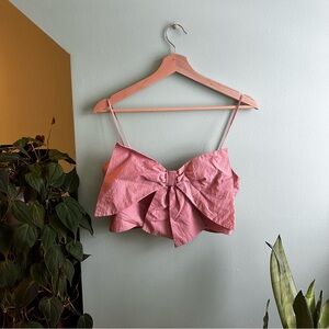 Divided Pink Bow Crop Top